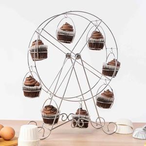 Support à gâteau en métal blanc, style roue, adapté aux cupcakes, présentation de fête, service de buffet, décoration et utilisation pour offrir en cadeau, vente en gros en provenance d'Inde - Product Image 1