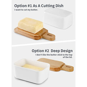 Fabuleux plats de service à beurre de table design en acier inoxydable avec couvercle en bois récipient à beurre fournitures de cuisine - Product Image 4