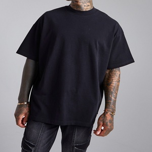 OEM hombre de peso pesado Vintage O cuello sólido gota hombro hombre camiseta impresa personalizada transpirable sostenible Hip Hop camisa suelta - Product Image 5