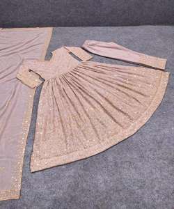 Vestido de trabajo de secuencia bordada de Georgette de diseñador tradicional indio con ropa de boda Dupatta precio más bajo mercado étnico Suart Apparelgarment Gharara - Product Image 6