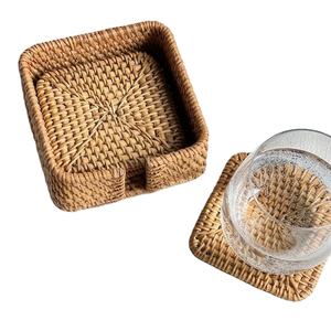 Posavasos de mimbre ovalado de lino de yute tejido a mano cuadrado posavasos para mesa de comedor soporte resistente al calor posavasos de té piezas - Product Image 1