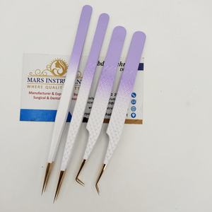 Pince à épiler en acier inoxydable bicolore à pointe dorée à 45 degrés Matériau japonais - Product Image 4