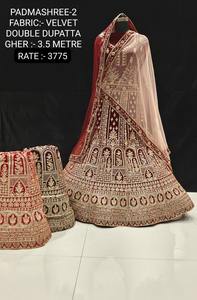 Les plus vendus exquis velours Lehenga Choli pour adultes travail de broderie perlé détails inde occasions festives indien pakistanais - Product Image 5