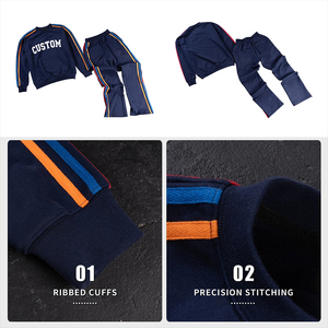Ensemble de survêtement personnalisé avec impression de lettres pour garçons, bleu marine, manches longues, col rond, style sportif, respirant, en polyester, pour l'automne - Product Image 6
