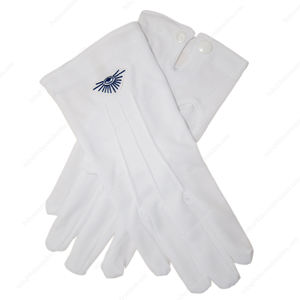GUANTES MASONIC REGALIA ALGODÓN BLANCO CON LOGOTIPO BORDADO AZUL - Product Image 1