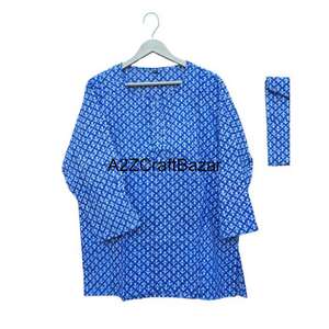 Ensemble de pyjama fait main, robe de nuit florale d'été avec col rond doux, pyjama pour demoiselles d'honneur, 100% coton pur - Product Image 2