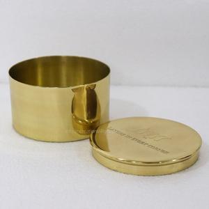 ภาชนะเปล่าสำหรับทำเทียนวัสดุตกแต่งบ้านเคลือบเงาทำด้วยมือสีทองทองเหลืองขนาด12ออนซ์ออกแบบโลโก้ได้ตามที่ต้องการ - Product Image 2