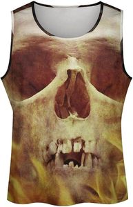 Débardeur sans manches pour homme, motifs personnalisés, crâne enflammé, 100% coton, imprimé numérique, sportif, entraînement, gym, fitness - Product Image 3