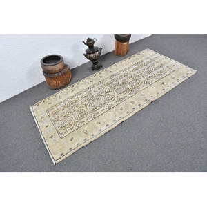 พรม3.1x6.5ft ตุรกีทรงสี่เหลี่ยมมุมฉากสีเบจสีเขียววินเทจทำด้วยมือสำหรับห้องนั่งเล่นห้องนอนห้องโถงพรมข้างเตียง - Product Image 2