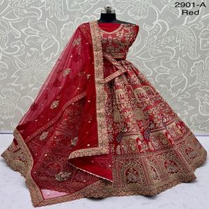 Ropa nupcial de seda con lentejuelas y bordado Zari Lehenga Choli Fabricante y proveedor de Surat a la tarifa más baja - Product Image 1