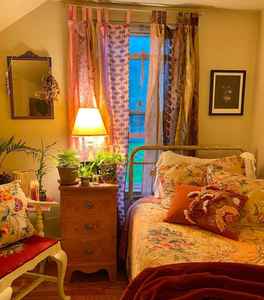 Saree en soie indienne Sari Sheer Boho rideau gitane hippie bohème moderne Floral écologique pleine lumière ombrage maison cantonnières - Product Image 4