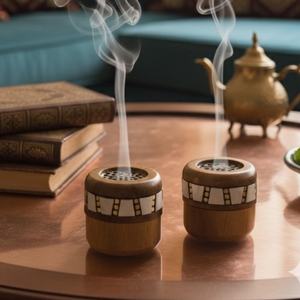 Juego de Quemadores de Incienso de Madera Hechos a Mano con Incrustaciones de Madera y Tapa con Ventilación para Humo, Soporte de Aromaterapia para Decoración de Meditación en el Hogar - Product Image 1