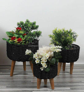 Juego de 3 plantas de punto de mimbre para uso interior y exterior, vajilla decorativa y plantador de suelo - Product Image 4