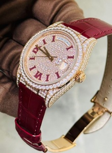 Người Đàn Ông Của 14K Vàng Tone Analog Xem Vàng Vàng Quay Số Mô Phỏng Kim Cương Thép Trở Lại 5Mm Trường Hợp Độ Dày Ronda Di Chuyển Con Trỏ Hiển Thị - Product Image 3