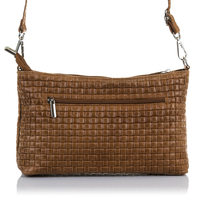 Tas bahu wanita Zia. Kulit asli Suede ukiran geometris 27x7x15cm. Buatan Italia.