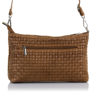 Sac à bandoulière Zia pour femme. Gravure géométrique en daim en cuir véritable. 27x7x15cm. Fabriqué en Italie. - Product Image 5