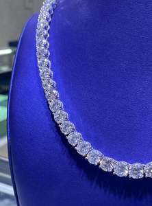 VVS1 Moissanite S925 <b>Silver</b> Hip Hop Link <b>Tennis</b> <b>Necklace</b> 138 Carats Hand Setting for Women Anniversary - Product Image 3