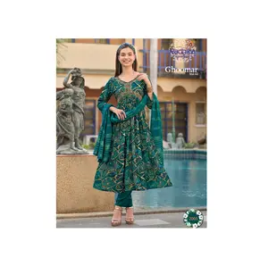 Beautiful Rayon Fabric Alia Cut kurti Pant With Malmal Printed Dupatta Work- Embroidery On Designer Kurti and pant