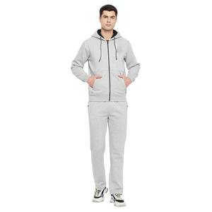 Ensemble de survêtement gris à capuche pour homme, 2 pièces, en coton, coupe décontractée, avec poches latérales, respirant, style automne - Product Image 5