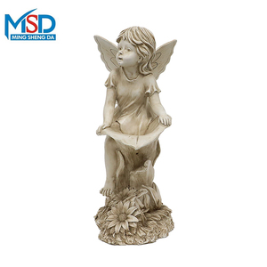 Statua da Giardino MGO con Mangiatoia per Uccelli a Forma di Foglia, Figurina d'Angelo in Resina Scolpita per Decorazione Esterna di Patio e Prato - Product Image 2
