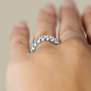 Moissanite de corte ovalado, Media eternidad, banda de boda clásica, anillo de regalo de cumpleaños de aniversario para mujer, ajuste de punta de compromiso 925 - Product Image 3