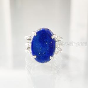 Bague Femme Naturel Afghani Lapis Lazuli Gemstone May Birthstone 3 Twisted Band Anniversaire Bijoux Bague en Argent Sterling 925 - Product Image 1