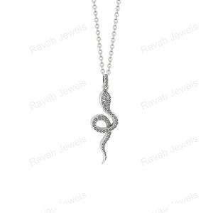 2025 buena calidad 45x13mm circón serpiente colgante collar chapado en oro plata esterlina fina joyería personalizada hecha India aniversario - Product Image 3