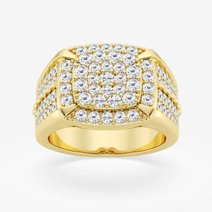 Top Quality Fully Iced Out Round VVS Moissanite Diamond Square Design S925 <b>Silver</b> Hip Hop <b>Ring</b> <b>For</b> <b>Men</b> - Product Image 3