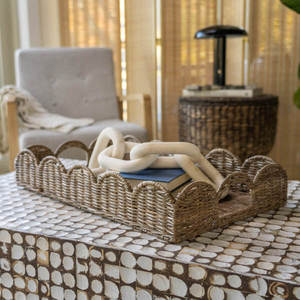 ถาดหวายสานด้วยมือสำหรับจัดอาหารและจัดงานตกแต่งโต๊ะกลางแบบชนบทสำหรับบ้านและกิจกรรม - Product Image 3