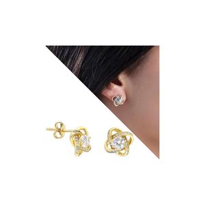 Orecchino in argento Sterling 925 Color oro con zircone solitario - Product Image 2