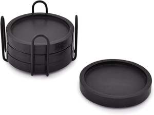 Posavasos negros de madera natural hechos a mano, diseño rústico, Conjunto elegante duradero para uso diario, alfombrillas y almohadillas para ocasiones especiales para el hogar - Product Image 5