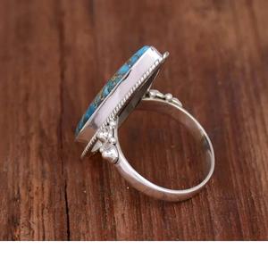 Boho แหวนเทอร์คอยส์สีฟ้าทองแดงรูปหยดน้ำตาอัญมณี925สำหรับผู้หญิง - Product Image 4