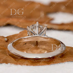 Bague de fiançailles en or jaune certifiée 1,00 CT-2,00 CT avec moissanite solitaire, taille brillante, sertie à griffes, bord de couteau, pour fête - Product Image 3