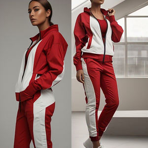 Chándal Deportivo de Alta Calidad para Mujer, Transpirable, de Color Sólido, Personalizado, de Poliéster/Algodón, con Cierre - Product Image 1