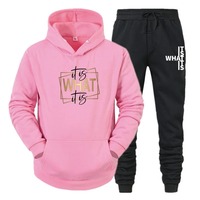 Conjunto de 2 Piezas de Chándal Sexy para Mujer, Talla Grande, con Capucha, Bordado Floral, 100% Algodón, Felpa Transpirable, para Otoño