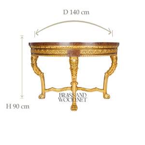 Mesa de Entrada Redonda Clásica de Lujo, Latón y Madera - Product Image 6