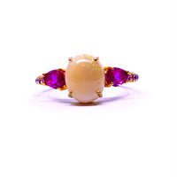 Bague d'éternité classique réglable Gemvanity Vintage en argent sterling 925 plaqué or, design unique, pierre précieuse opale, pour femme