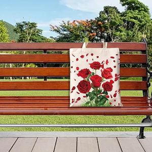 กระเป๋าผ้าแคนวาสลายทางสำหรับผู้หญิงมีกระเป๋าด้านในใช้ซ้ำได้สำหรับช้อปปิ้งริมชายหาดสีกุหลาบ - Product Image 4