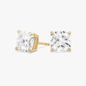 Cushion Cut Lab Grown Diamond <b>Stud</b> <b>Earrings</b> 3.00 Ct Lab Grown Diamond In 14K Solid Gold For Engagement Party <b>Fine</b> Jewellery - Product Image 3