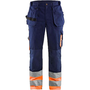 Pantalones de Trabajo para Hombre, Color Azul Marino, Reflectantes, Transpirables, Certificados CE, con Franjas de Seguridad Naranjas y Bolsillos con Clip para Uso Industrial - Product Image 2