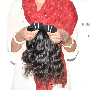 Nouveau produit 32 "pouces faisceaux de cheveux humains indiens naturels ondulés extension brute non traitée indienne à double tirage disponible à l'exportation - Product Image 5