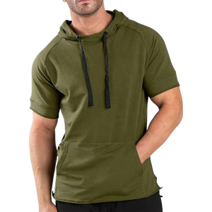 Sweat à capuche athlétique en molleton 100% coton pour homme, coupe ajustée, sans manches, pour la salle de sport, pour la saison d'automne - Product Image 1