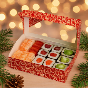 Boîtes d'emballage pour sushis de qualité alimentaire, personnalisées, imprimées en CMJN, avec revêtement mat UV, gaufrage, recyclables, pour chewing-gum et aliments pour bébés - Product Image 4