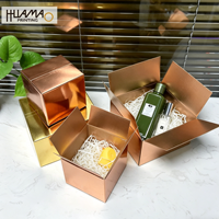Caja de cartón corrugado con lámina dorada personalizable Huamao para embalaje de regalos y envíos al por mayor.