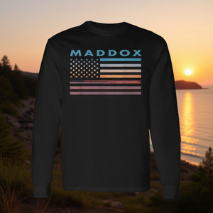 T-shirt a maniche lunghe Maddox Vintage Sunset con bandiera americana Maryland - Product Image 3