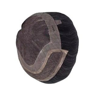 Peluca de Cabello Humano con Encaje Frontal Mono, Cabello Chino Virgen Remy, Parches de Cabello, Lacio Rizado, Ondulado Profundo, 1b+gris - Product Image 4