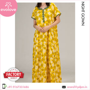 Femmes 100% rayonne tige Ne longue chemise de nuit XL taille personnalisée roses jaunes vêtements de nuit pour usage domestique approvisionnement en gros meilleur prix printemps - Product Image 4