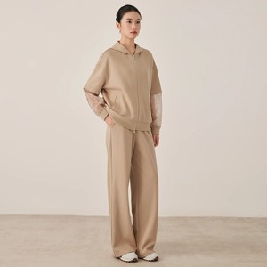 Sweat à capuche zippé avec manches à paillettes transparentes Mélange de coton Streetwear confortable à la mode - Product Image 3