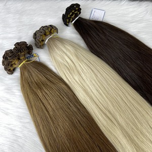Extensiones de cabello virgen humano recto crudo vietnamita de alta calidad Extremo grueso Trama atada a mano Cabello doble dibujado - Product Image 6