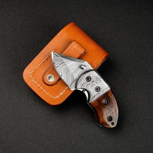 Couteau pliant fait main en acier damas avec manche en bois mine couteau pliant garçons d'honneur cadeau personnalisable OEM Support personnalisé pour le bricolage - Product Image 6